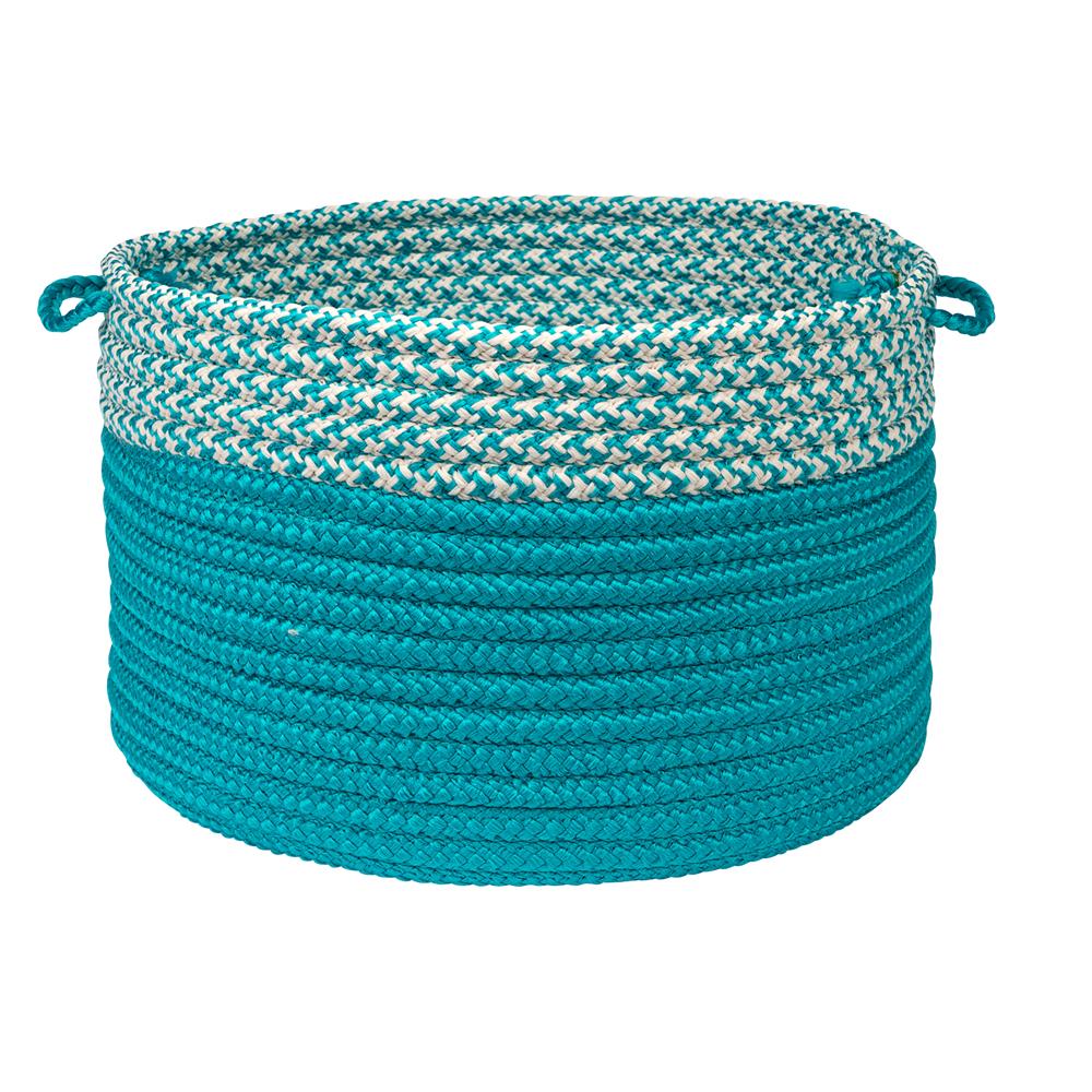 Colonial Mills OD51A014X010 Houndstooth Dipped Basket - Turquoise 14"x10" 